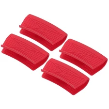 4 Pcs Silicone Assist Hot Pan Handle Holder (Red, Square Edge Arc)