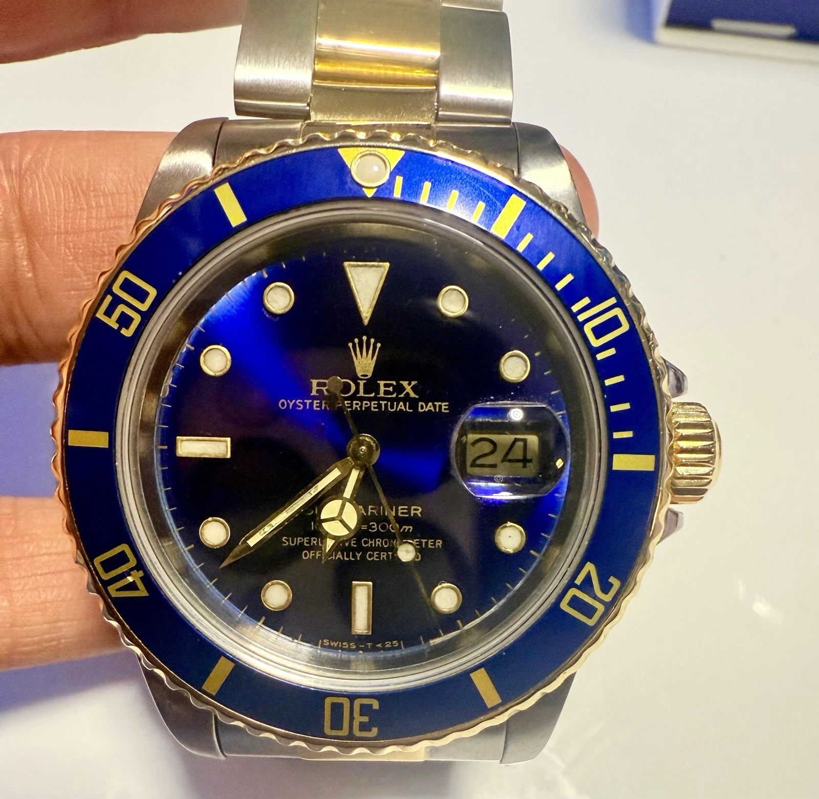 Genuine ROLEX Submariner Bluesy SS & Yellow Gold Watch + Box Serviced In 2025 🔥