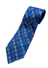Joseph Feiss International Silk Tie Blue Geometric Pattern Men's Necktie