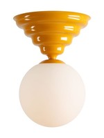 Deckenleuchte Wohnzimmer Metall Glas Gelb Ø29 Cm Rund E27 Deckenlampe Esszimmer