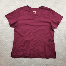 Wonder Flex maroon scrub top w/ a ton of pockets size L