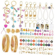 384 Pcs Keychain Making Kit with Charms  Pearl Keychains Making Kit