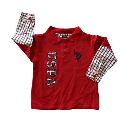 US POLO ASSN Kids Boy Girl Shirt Tee Top Long Sleeve Size 4T Big Poly Embroidery