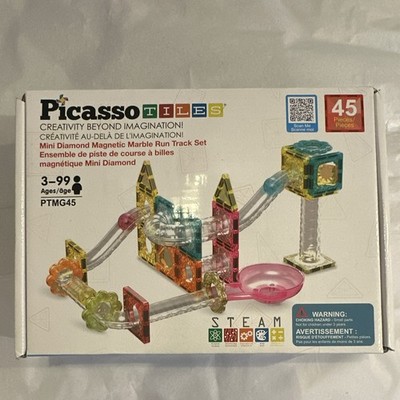PicassoTiles Mini Diamond Magnetic Marble Run Track Set 45 Pieces PTMG45
