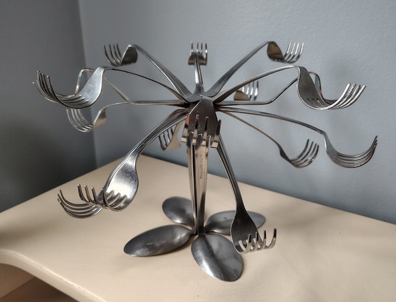QUIRKY ONE OF A KIND Forked Up Art Sculpture Hand Made In The USA