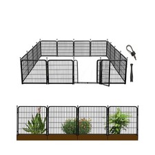Tall Garden Fence with Gate 48 in(H)×27 in(L) 12 Panels Total 26.6 Ft(L), G