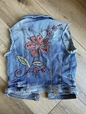Guess Vintage Embroidered Denim Vest with Floral Design
