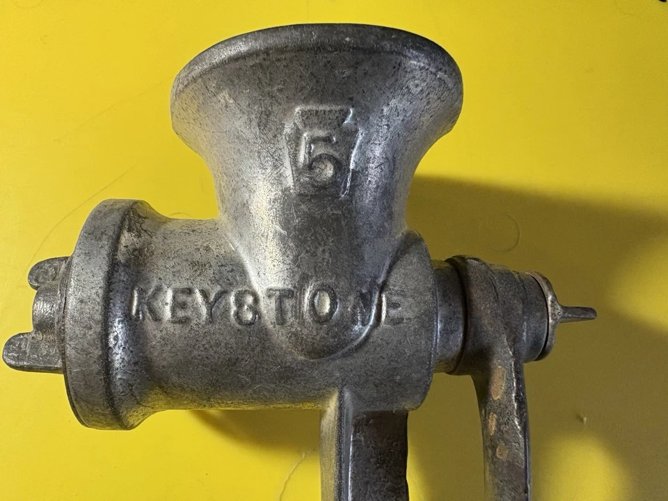 Molinillo de Carne Keystone Vintage Molinillo de Carne Nº 5 Manivela Boyertown PA Foto 2 de 4