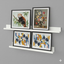 White Wall-Mounted Floating Shelf – Photo Ledge & Display Shelf | 55 cm & 115 cm