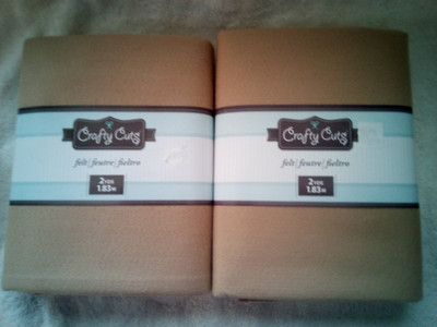 Lot of 2 New Crafty Cuts Tan Felt Fabric~4 Yards~2 x 72'' x 36''~100% Polyester