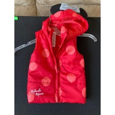 Disney Minnie Mouse Red Polka Dot Puffer Vest Hooded Ears Bow Kids Size 3T