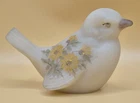 Fenton Satin Burmese Bird Figurine Hand Painted Daisy Flower Signed  3"x4"