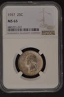 1937  NGC CERTIFIED  MS 65  WASHINGTON QUARTER