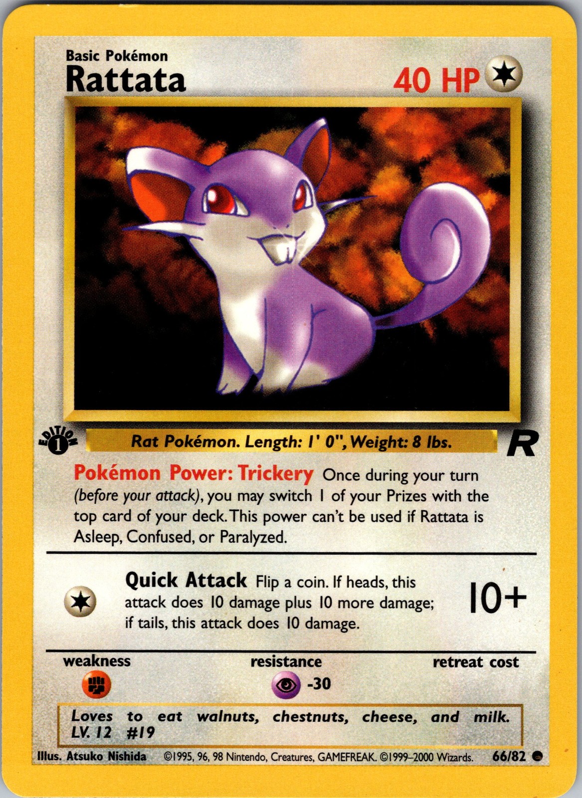 Rattata 66/82 Team Rocket Pokemon TCG NM First Edition