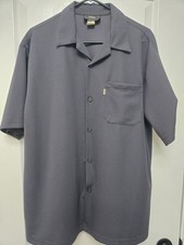 Solo Semore Polo Shirt Mens XL Vtg Made In USA. Gray/ Charcoal. Textured Waffle