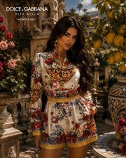 Dolce&Gabbana Majolica Floral Vase printed silk romper dress