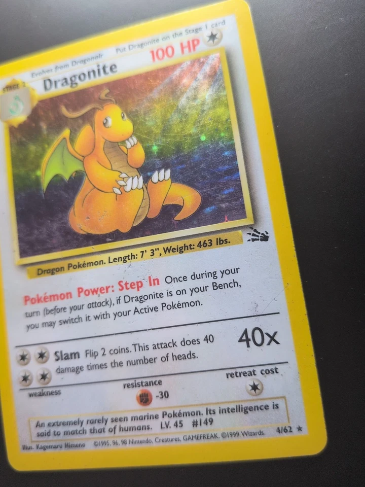 Dragonite 4/62 Holo Raro Fósil Set Tarjeta Pokémon WOTC TCG 1999 - MP/HP Foto 4 de 4