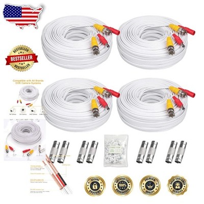 Max 5MP HD CCTV BNC Cable 4-Pack, 200ft Video Power Extension, Gold-Plated Core