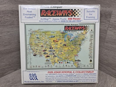 Vtg 1992 Famous Motorsport Racing Racetracks Map 550pc Puzzle
