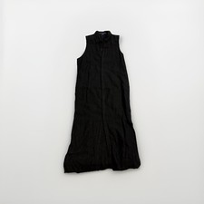 Ralph Lauren Sport Linen Maxi Dress Sleeveless Size 14 Black USA Button Front