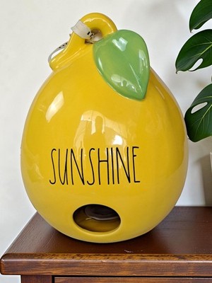 Rae Dunn Brand  Sunshine  New With Tags Ceramic Lemon Birdhouse Yellow + green