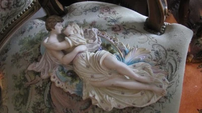 Vintage Arnart Porcelain A Victorian Man And Female Wall Plaque - Image 1 of 4