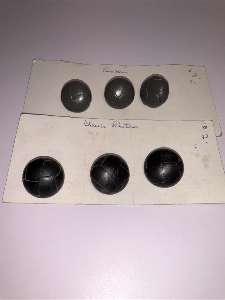 Vintage Leather Woven Buttons 6 Molded Dome Black Gray NEW! - Image 2 of 4