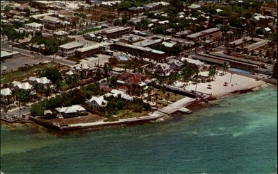 Aerial Key West Florida South Beach Resort Hotels vintage postcard e855
