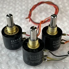Lot of 3 - Duncan Potentiometers, 50K, Model 3253, Rotary, 10 Turns, Used/Tested