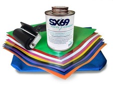 Inflatable Bounce House Vinyl Repair Kit 9 Patches 4oz SX69 Cement Seam Roller