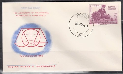 INDIA 1963 ELEANOR ROOSEVELT SCOTT 379 FDC FIRST DAY COVER UNUSED