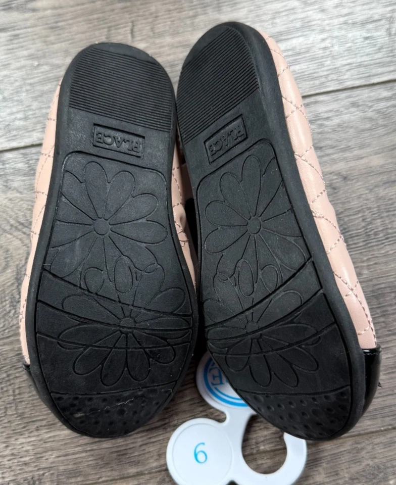 Baby Girl Clothes New Children's Place Size 9 Pink Black Ballet Slipper Shoes - Image 3 of 3