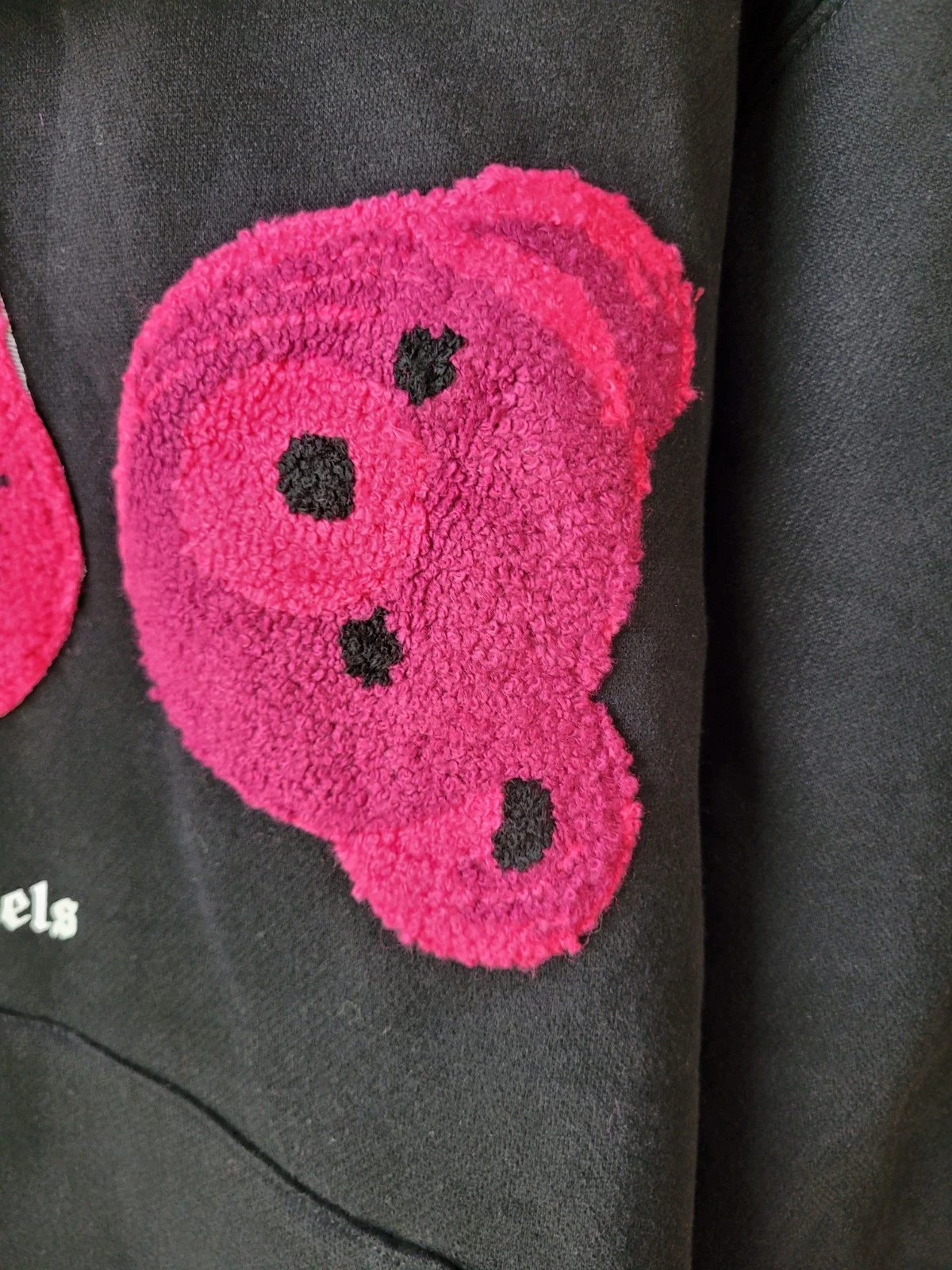 Felpa con cappuccio uomo Palm Angels Bear nera viola rosa orsetto nuova con etichetta taglia L