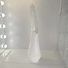 Vintage White Milk Glass Hobnail Swung Vase Tall Stretch Vase MCM Fenton Style