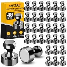 Grtard 48 Pack Black Magnetic Push Pins, Fridge Magnets for 48 Pack,
