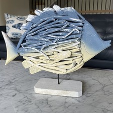 18  Driftwood Fish Art Sculpture Tabletop Artwork Beach House Seashore Coastal