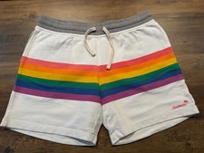 Chubbies Shorts Men's Large White Rainbow Stripe Loungewear 7 Inch Inseam Cotton