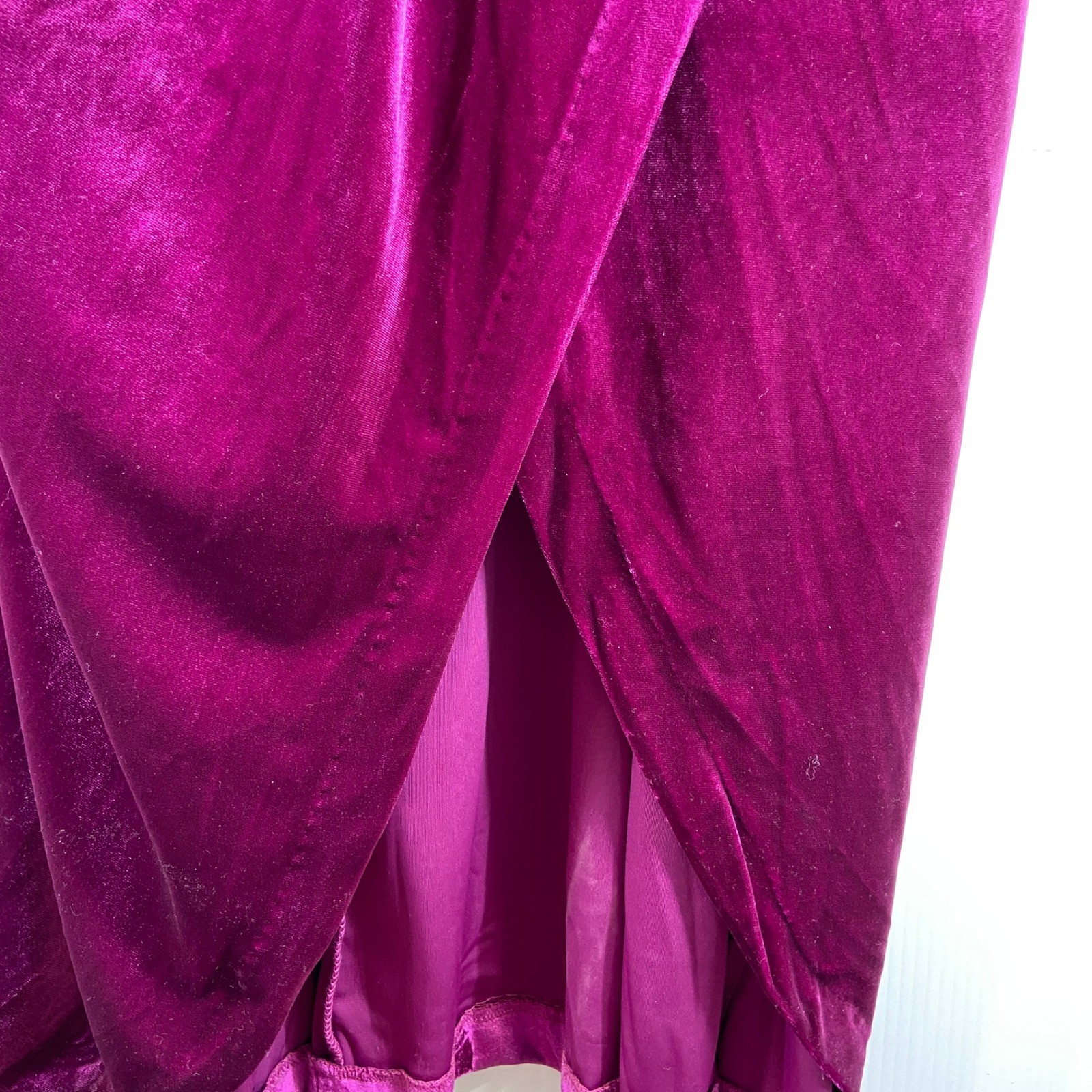 Nightway Magenta Stretch Velvet V Neck Faux Wrap Maxi Dress Womens 14W