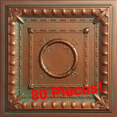 Ceiling Tiles, Glue Up, 20'' x 20'', Styrofoam, ANCONA Copper Patina, 80 Pieces!