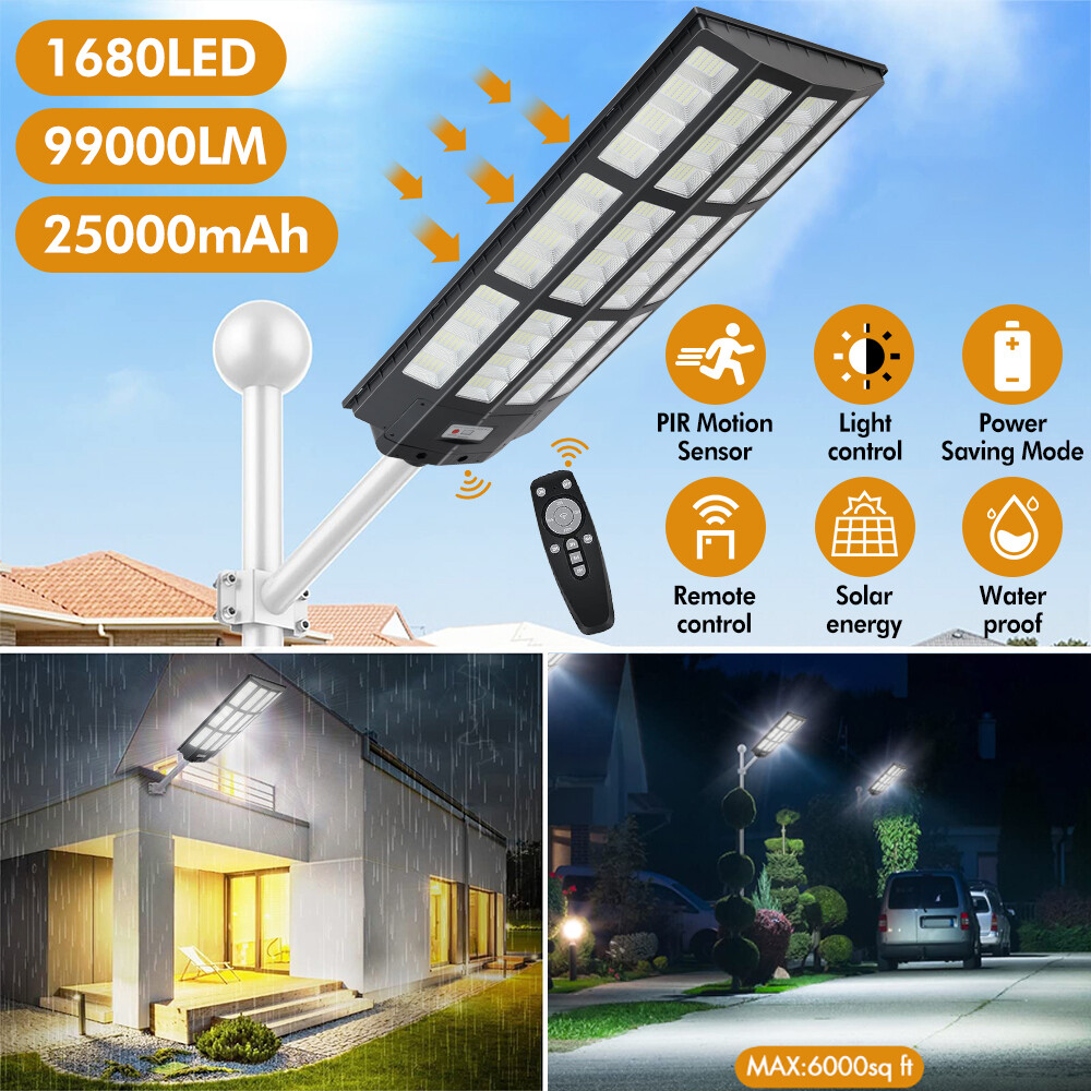 99000LM Solar LED Street Light with Motion Sensor Waterproof Outdoor Wall Lamp