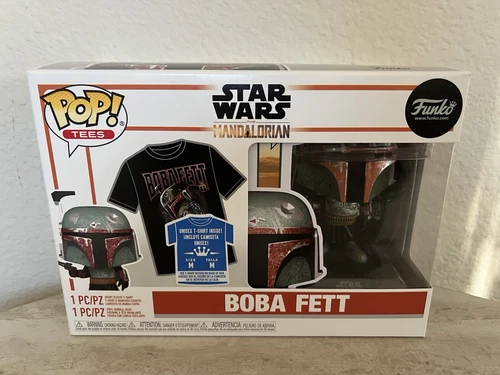 Funko Pop! Tees Star Wars The Mandalorian Boba Fett W/ Size Medium T-shirt