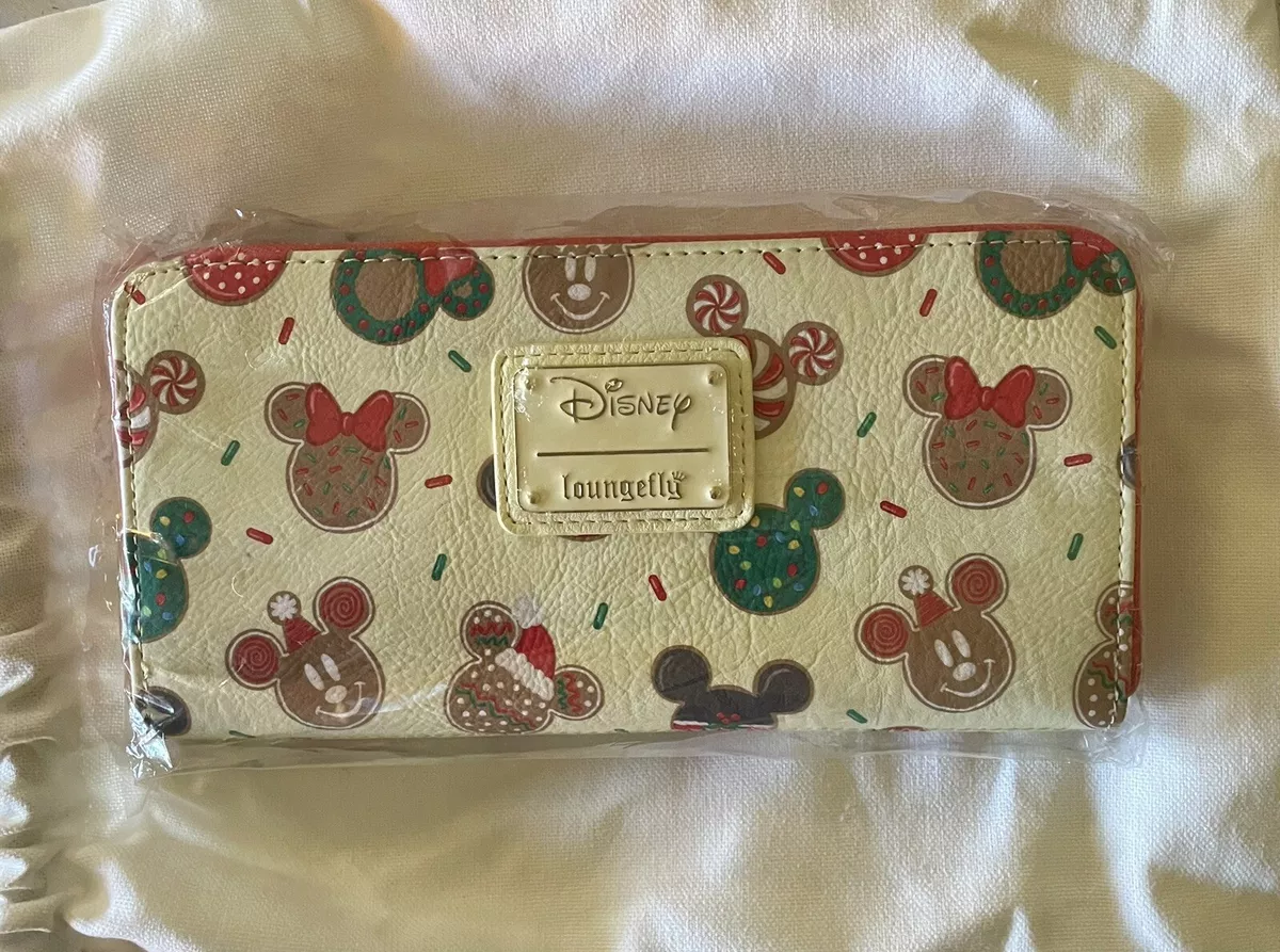 LOUNGEFLY Disney Christmas Mickey Minnie Mouse Cookie Zip Around Wallet