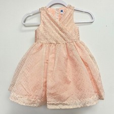 Janie and Jack Beautiful Peach Easter Overlay Dress Size 3 Girls Pleated