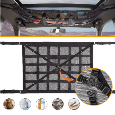 Auto Car Interior Ceiling Net Roof Storage Seat Back Cargo Double Layer Mesh Bag