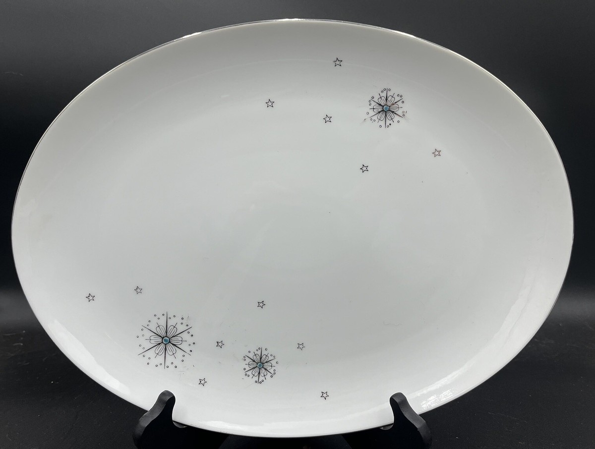 MCM 1950s Silver Trim Snack Serving Plate Retro Summit Fine China