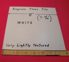 1 pc. *White* Ragione Ceramic Floor Tile 8" Very Lightly Textured; almost smooth