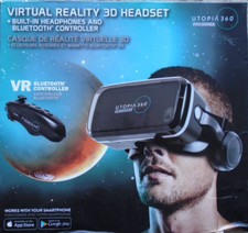 ReTrak Utopia 360 Virtual Reality 3D Headset with Built-In Headphones Black