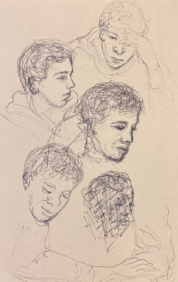 1984 Men Portrait Study Ink Drawing