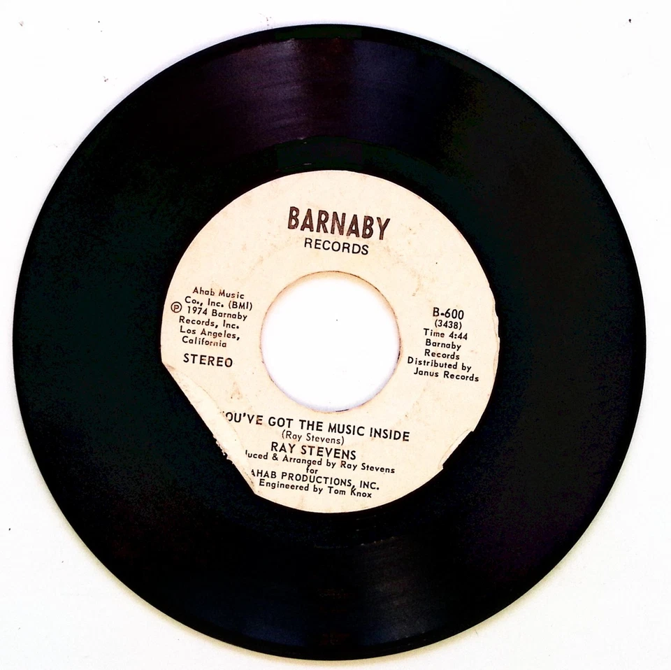 RAY STEVENS – THE STREAK/YOU'VE GOT THE MUSIC INSIDE BARNABY REC VINYL 45 77-44 - Image 2 of 3