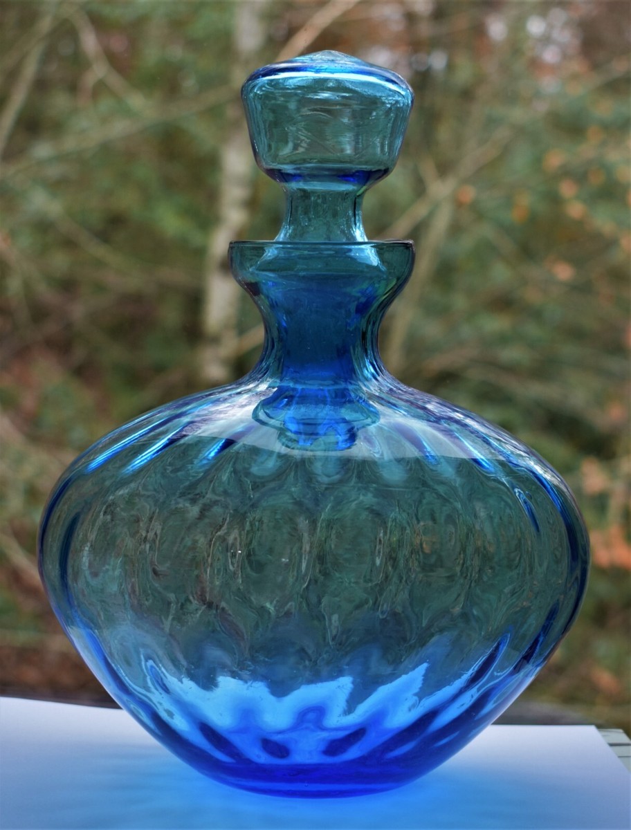 Antique Vintage Midcentury Glass Decanter Empolii Optic with
